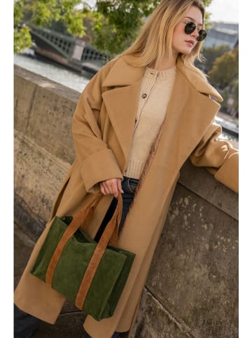 maison héritage PARIS Leder-Schultertasche "Sky" in Grün - (B)38 x (H)27 x (T)9 cm