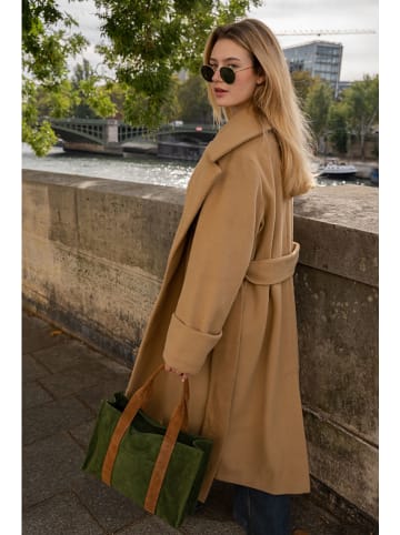 maison héritage PARIS Leder-Schultertasche "Sky" in Grün - (B)38 x (H)27 x (T)9 cm