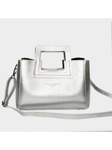 maison héritage PARIS Skórzana torebka "Jini" w kolorze srebrnym - 30 x 22 x 10 cm