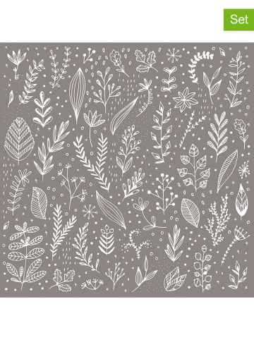 ppd Serwetki (40 szt.) "Pure Leaflet" w kolorze szarobrązowo-białym