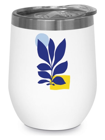 ppd Kubek termiczny "Maritime Village" w kolorze biało-niebieskim - 350 ml