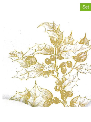 ppd Serwetki (40 szt.) "Engraved Flora" w kolorze złoto-białym