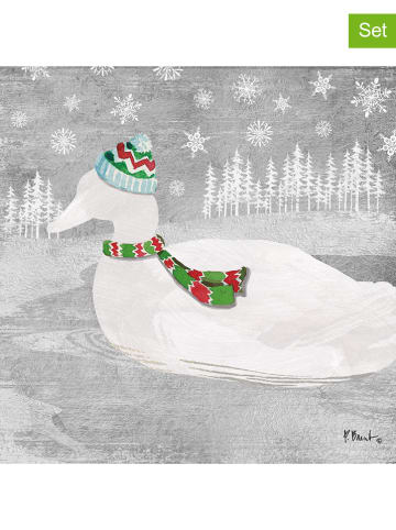 ppd Serwetki (40 szt.) "Woodland Duck" w kolorze szaro-białym