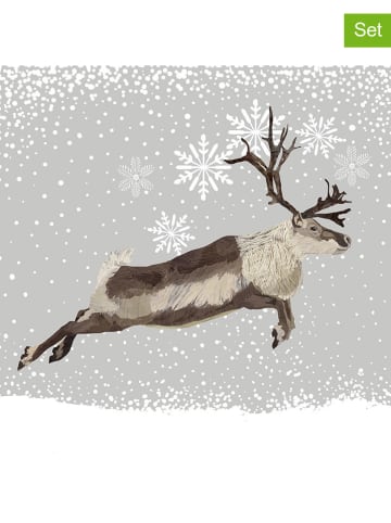 ppd Serwetki (40 szt.) "Snowfall Caribou" w kolorze szaro-brązowym