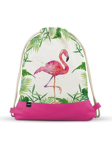 ppd Plecak "Tropical Flamingo" w kolorze kremowo-różowym - 32 x 40 cm