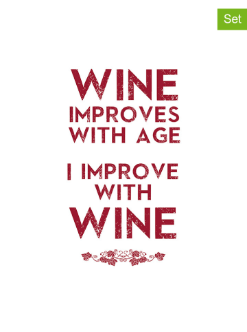 ppd Serwetki (40 szt.) "Wine Improves" w kolorze biało-czerwoym