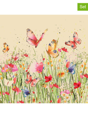 ppd Serwetki (40 szt.) "Flowerfield" w kolorze jasnoróżowo-zielonym