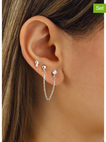 Miu Silver 2-delige set: zilveren oorstekers met edelstenen