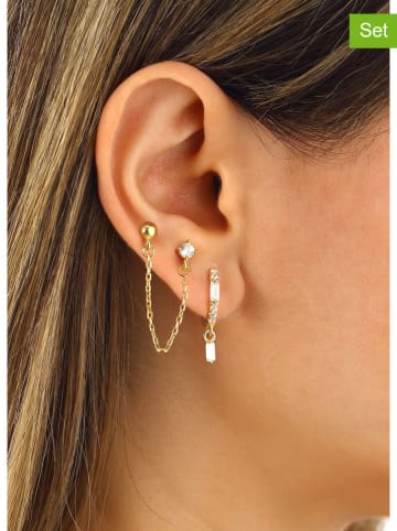 Miu Silver 2-delige set: vergulde oorringen met edelstenen