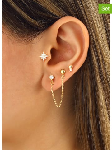 Miu Silver Pozłacane kolczyki (3 szt.) z cyrkoniami