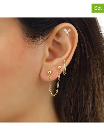 Miu Silver 3er-Set: Vergold.Ohrringe mit Edelsteinen