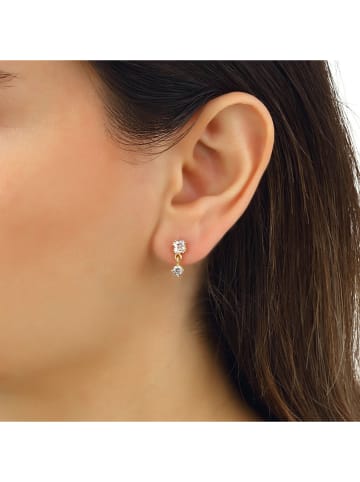 Miu Silver Pozłacane kolczyki-wkrętki z cyrkoniami