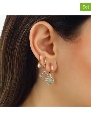 Miu Silver 3er-Set: Vergold. Creolen mit Edelsteinen und Schmuckelementen