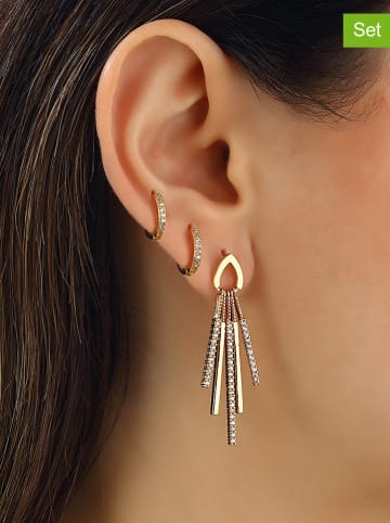 Miu Silver 3-delige set: vergulde oorringen met edelstenen