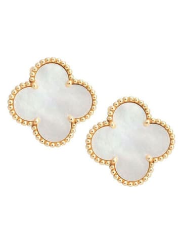 Miu Silver Pozłacane kolczyki-wkrętki z masą perłową