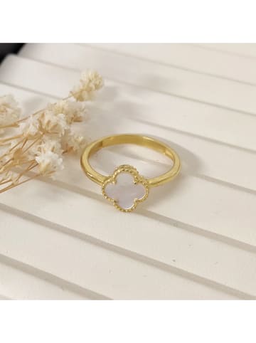 Miu Silver Pozłacany pierścionek z masą perłową