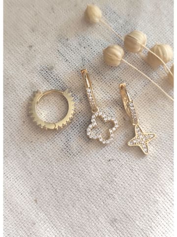 Miu Silver 3-delige set: vergulde oorringen met edelstenen