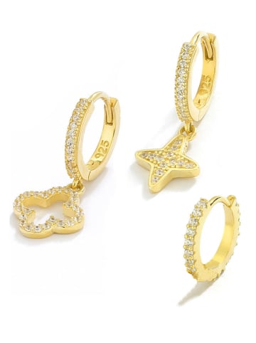 Miu Silver Pozłacane kolczyki (3 szt.) z cyrkoniami