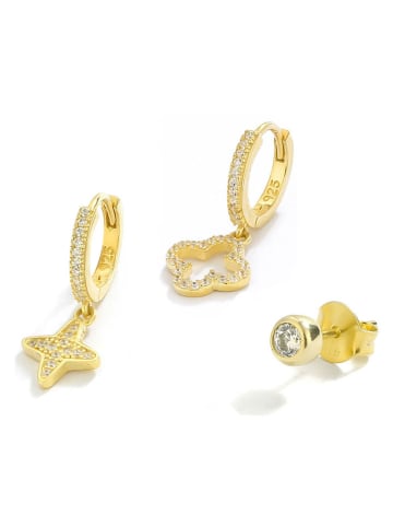 Miu Silver 3er-Set: Vergold. Ohrringe mit Edelsteinen