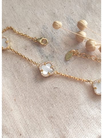 Miu Silver Vergulde armband met edelstenen en parelmoer