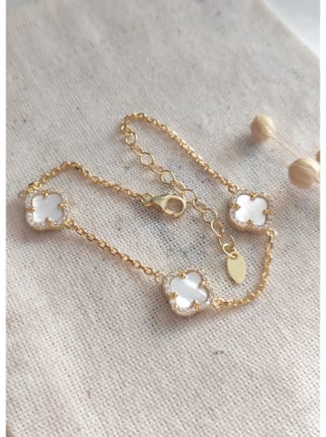 Miu Silver Pozłacana bransoletka z cyrkoniami i masą perłową