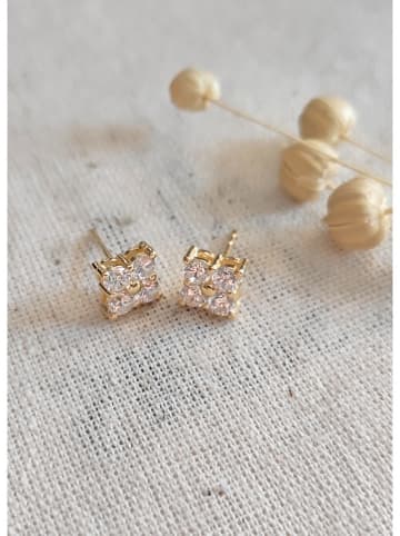 Miu Silver Pozłacane kolczyki-wkrętki z cyrkoniami