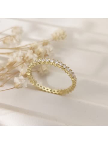 Miu Silver Pozłacany pierścionek z kamieniami szlachetnymi