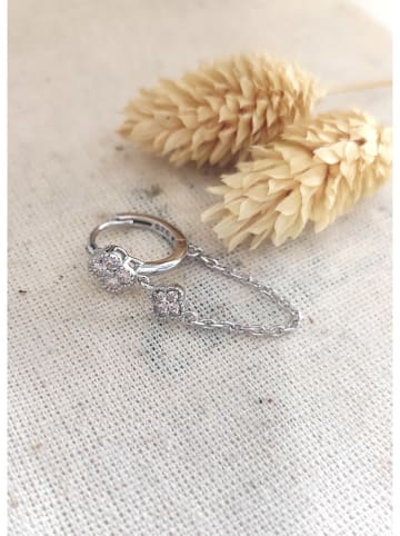 Miu Silver Srebrny kolczyk-kreola z cyrkoniami