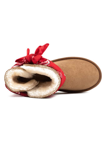 ISLAND BOOT Winterboots "Warenn" in Hellbraun/ Rot