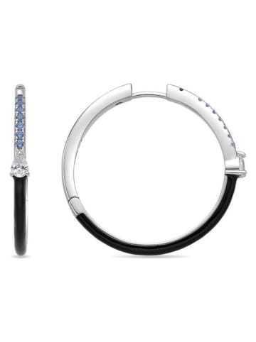 Luxenter Zilveren creolen met edelstenen