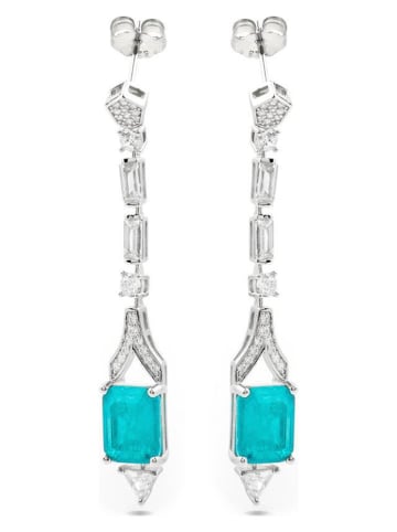 Luxenter Srebrne kolczyki-wkrętki z kwarcem i cyrkoniami