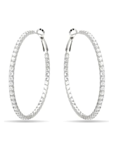 Luxenter Silber-Creolen mit Edelsteinen