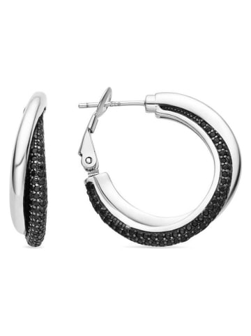 Luxenter Zilveren creolen met edelstenen