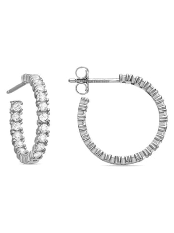 Luxenter Srebrne kolczyki-półkreole z cyrkoniami