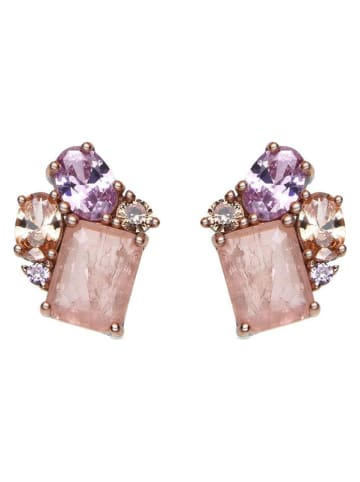 Luxenter Kolczyki-wkrętki z kwarcem i cyrkoniami