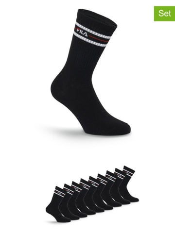 Fila 9er-Set Socken in Schwarz