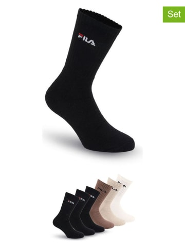 Fila 6er-Set Tennissocken in Hellbraun/ Creme/ Schwarz
