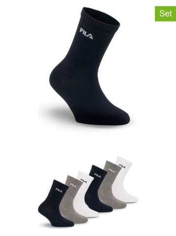 Fila 6er-Set Socken in Grau/ Schwarz/ Weiß