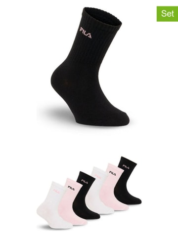 Fila 6er-Set Socken in Rosa/ Schwarz/ Weiß