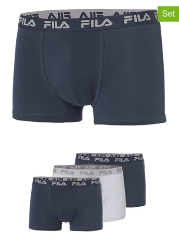 Fila 3er-Set Boxershorts in Dunkelblau/ Grau
