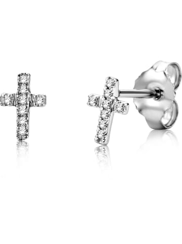 Revoni Witgouden oorstekers met diamanten