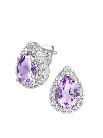 Revoni Weißgold-Ohrstecker mit Diamanten und Amethysten