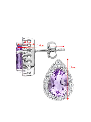 Revoni Weißgold-Ohrstecker mit Diamanten und Amethysten
