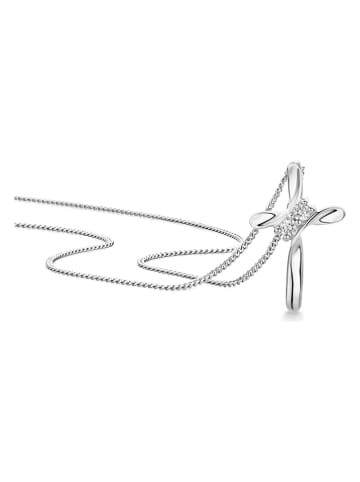 Diamant Exquis Witgouden ketting met diamanten hanger - (L)45 cm