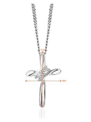 Diamant Exquis Witgouden ketting met diamanten hanger - (L)45 cm