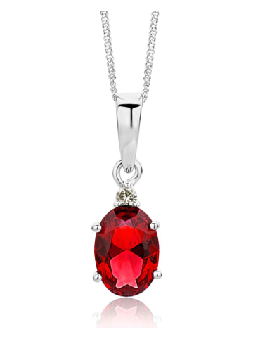 Diamant Exquis Witgouden ketting met diamanten hanger - (L)45 cm