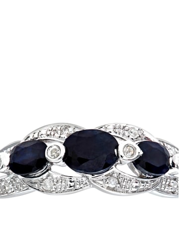 Revoni Witgouden ring met diamanten en saffieren