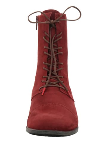 Think! Skórzane botki "Agrat" w kolorze czerwonym