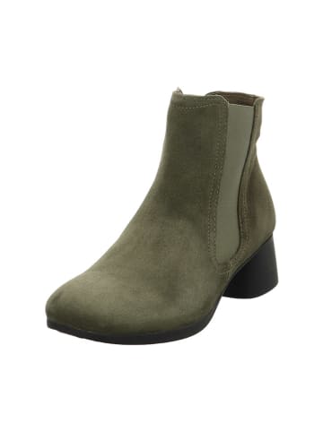 Think! Skórzane botki w kolorze khaki