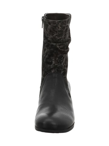 Think! Leren enkellaarzen zwart